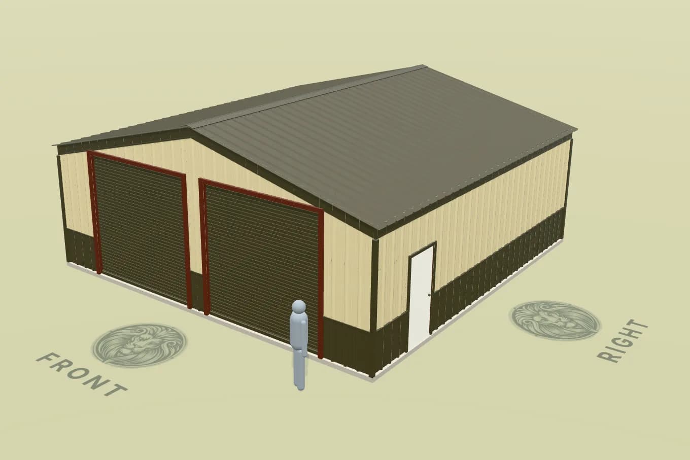 A metal garage designed in the Triple J Metal 3D builder